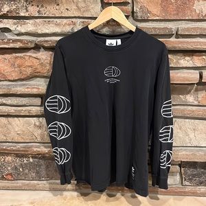 Adidas Originals Black and White Long Sleeve Crewneck Tee